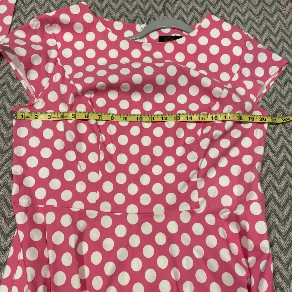 Dressystar Women’s 1950s Rockabilly Cocktail Party Dress Pink Polka Dot XXL